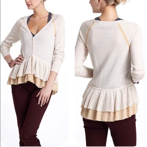 Anthropologie Sweaters - Anthropologie knitted and knotted ruffle cardigan